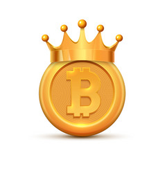 Bitcoin Crown King Logo Gold Coin Cartoon