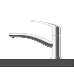 Chrome Steel Kitchen Faucet With Water On White