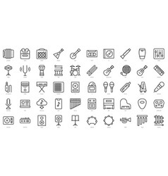 Set Of Simple Outline Music Store Icons Thin Line