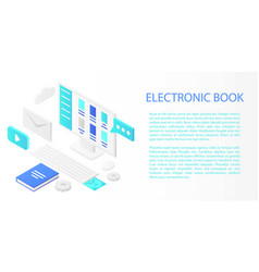 Electronic Book Concept Banner Isometric Style