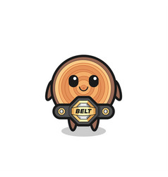 Mma Fighter Wood Grain Mascot With A Belt