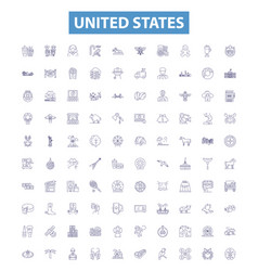 United States Line Icons Signs Set America Us