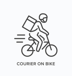 Courier On Bike Line Icon Outline