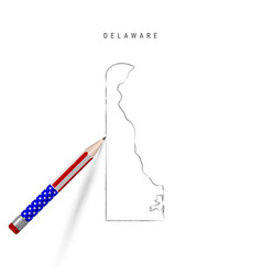 Delaware Us State Map Pencil Sketch