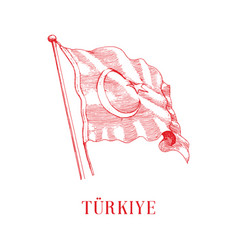 Turkish Flag Hand Drawn In