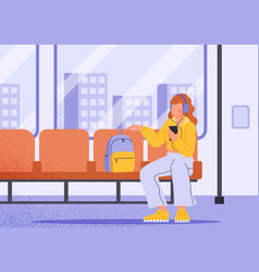 Girl Sitting In Subway