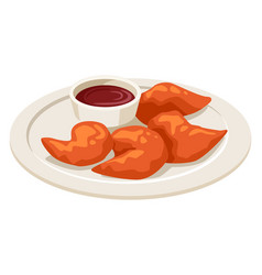 Chicken Nuggets Plate With Red Sauce Fast Food