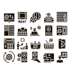 Renting Movies Service Glyph Set