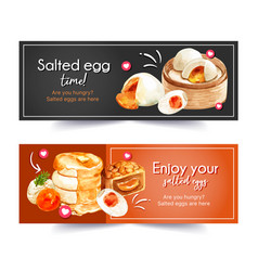 Salted Egg Banner Design With Steamed Stuff Bun