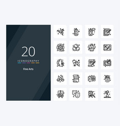 20 Fine Arts Outline Icon For Presentation