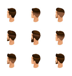 Isometric Set Of Avatars Mens Hairstyles Hipster