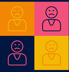 Pop Art Line Angry Customer Icon Isolated On Color