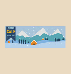 Winter Sale Mountain Cabin Vintage Poster Snow