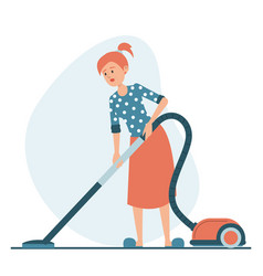 Woman Vacuum Cleaning Floor At Home