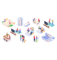 Couple Daily Life Isometric Home Time Together