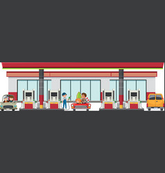 Gas Station Cartoon Scene