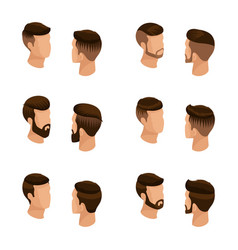 Isometric Set Of Avatars Mens Hairstyles Hipster