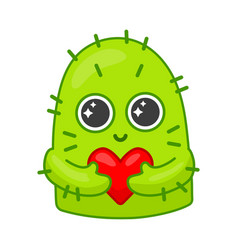 Loving Cactus Holding Red Heart In Hands