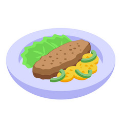 Meat Cutlet Icon Isometric Chicken Food