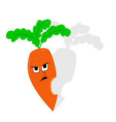 Cartoon Angry Carrot With Bite Taken Out