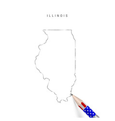 Illinois Us State Map Pencil Sketch