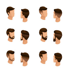 Isometric Set Of Avatars Mens Hairstyles Hipster