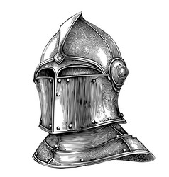 Knight Helmet Sketch Hand Drawn