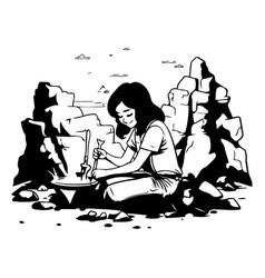 A Woman Working In The Stone Pit