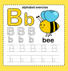 Alphabet Letter B - Bee Exercise With Cartoon