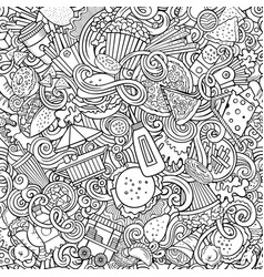 Cartoon cute doodles hand drawn pizza seamless Vector Image