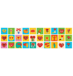 Groovy Lovely Hearts Stickers Love Concept Happy