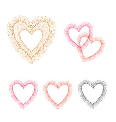 Hearts Borders Set Colorful Dots Background