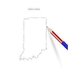 Indiana Us State Map Pencil Sketch