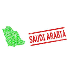 Scratched Saudi Arabia Stamp Seal And Green Men