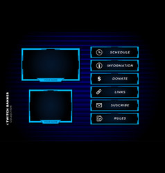 Set Twitch Panel With Abstract Blue Shapes