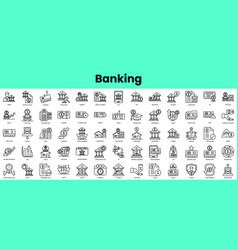 Set Of Banking Icons Linear Style Icon Bundle