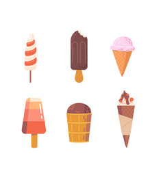 Set Of Ice Cream Waffle Cone Popsicle Fruit Ice