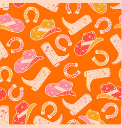 Cowgirl Horse Ranch Seamless Pattern