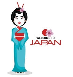 Girl Japanese Kimono Welcome Japan Icon