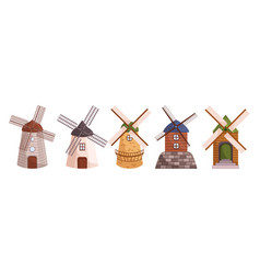 Set Of Ancient Windmills Historic Rustic