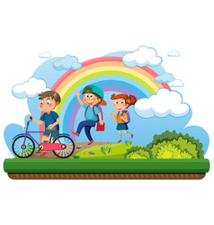 Cartoon Happy Children Walking