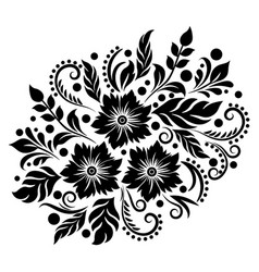 Detailed Swirls And Curves Floral Black Ornament