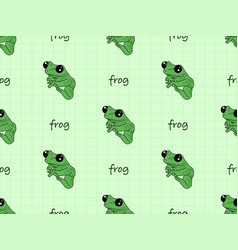 Frog Cartoon Character Seamless Pattern On Green