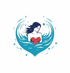 Woman With Heart In The Water