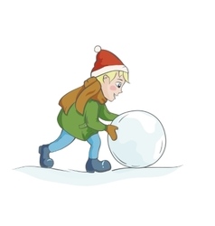 Boy Rolling A Snowball