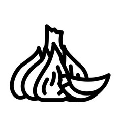 Garlic Whole Slice Cut Line Icon