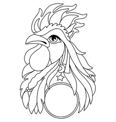 Rooster Exotic Bird Coloring Template