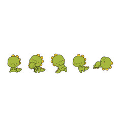 Set Of Cartoon Isolated Dino Cute Kawaii