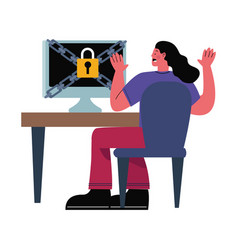 Woman Using Locked Desktop