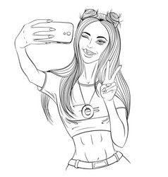 Winking Girl Taking Selfie